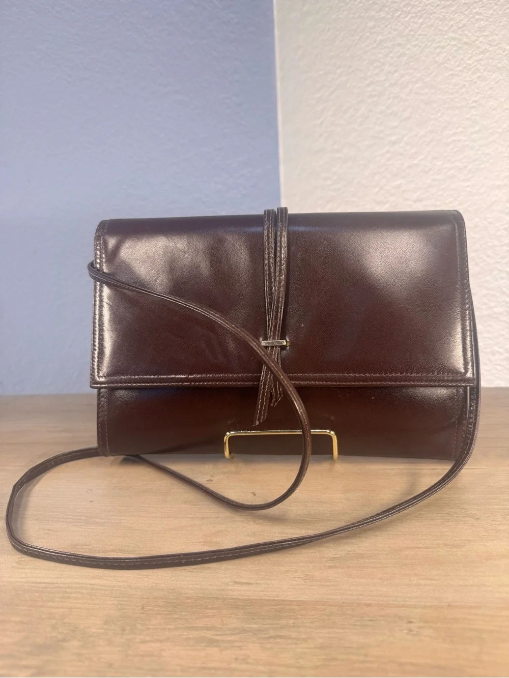 Vintage Jay Herbert New York Brown Leather Envelope Crossbody Shoulder Bag